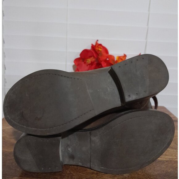 SOLD🔴🔴🔴🔴🔴🔴Women's Eric Michael  Leather Harness Biker Boots Brown  37 (7) - Picture 6 of 10